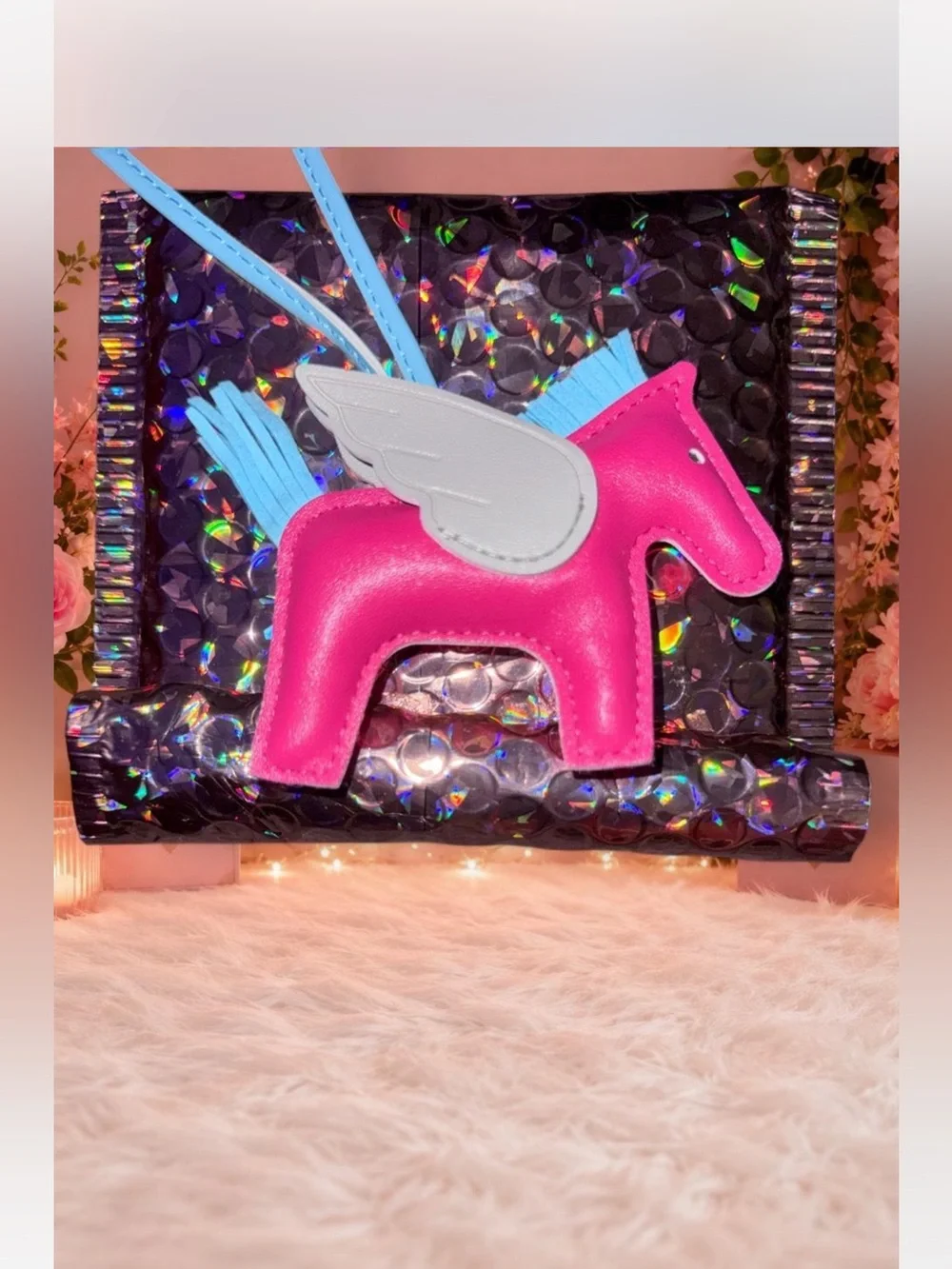Pink Pegasus Charm Keychain or Bag Charm- NWOT